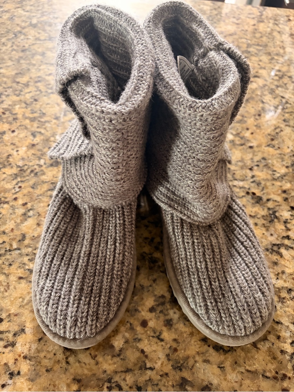 UGG Women's Taupe Knit Button Mid-Calf Boots - Picture 3 of 4